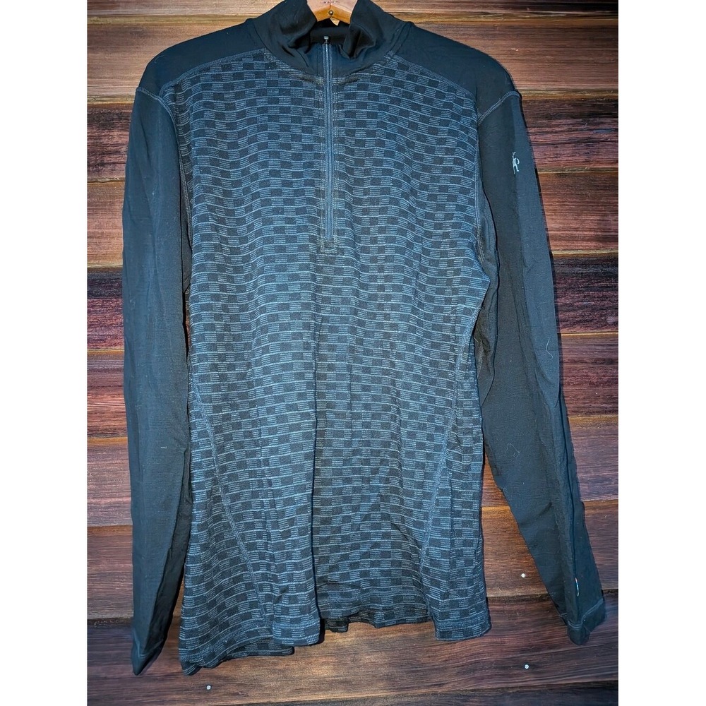 Smartwool 1/4 Zip Merino Textured Base Layer Sweater Large Gorpcore Hiking